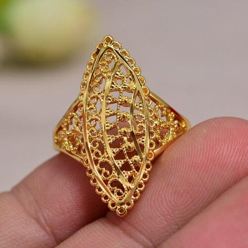 Annayoyo Wedding Rings Arabian / African / Middle Eastern Goods Women Girls feamle Gold 7-9 Size Adjustable Womens Jewellery