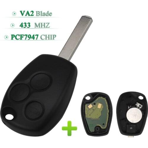 Bilchave 433Mhz PCF7947 Chip 3 Buttons Remote Car Key For Renault Kangoo II Clio III Duster Modus Twingo DACIA With VA2 Blade