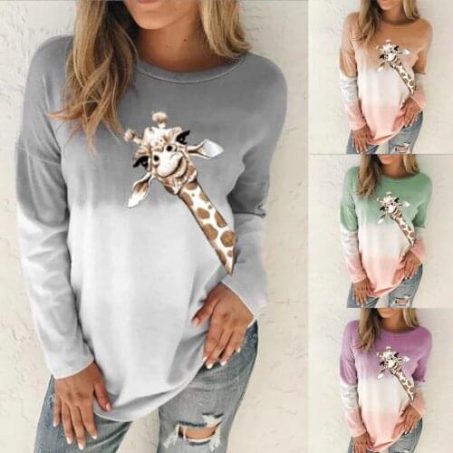 Vintage Women Blouses Women O-neck Tie-dye Loose Long Sleeves Tops Blouse Gradient Blouse Women 2020 Blusas Mujer женские блузки