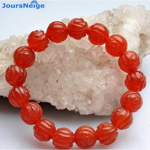 JoursNeige Natural Hand Carving Dimensional Rose Flower Crystal Bracelets Lucky For Girl Women Single Lap Crystal Jewelry