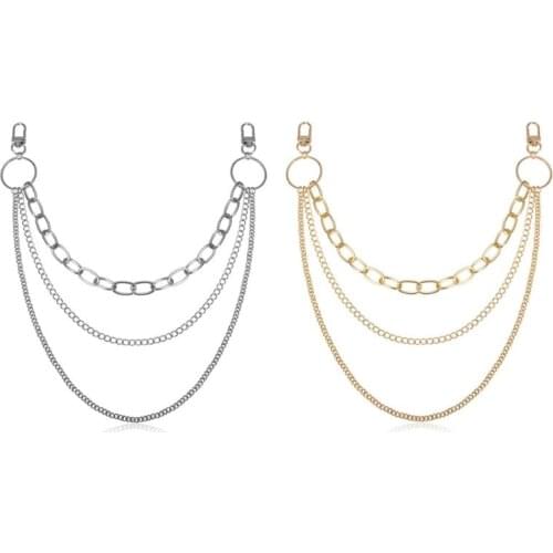 Punk Biker Jeans Link Pants Keychain Mutil Layer Chunky Waist Belt Wallet Chain