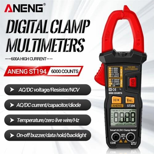 ANENG - ST193/ST194 Digital 6000 Clamp Meter, True RMS Counting, DC / AC Current Clamp, Car Voltage, Hz Tester, Ohm Capacity