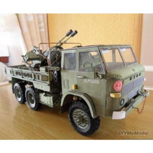 DIYMyModeI 1:25star266 truck and zu-23-2 antiaircraft gunI DIY Handcraft Paper Model KIT Handmade Toy Puzzles Gift Movie props