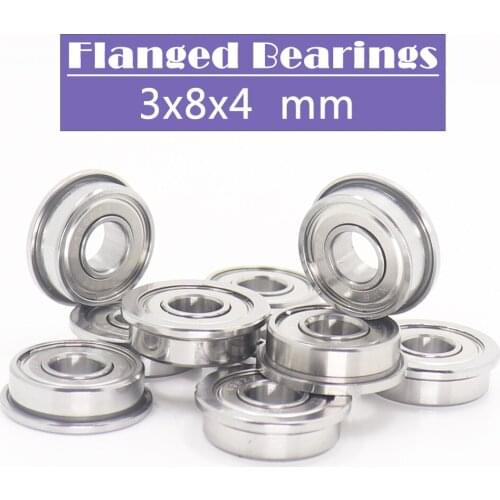 F693ZZ Flange Bearing 3x8x4 mm ABEC-1 ( 10 PCS ) Flanged F693 Z ZZ Ball Bearings F619/3ZZ