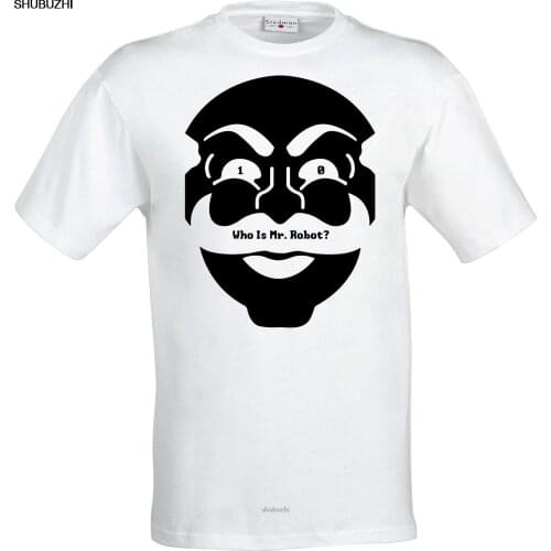 10 Who is Mr Robot mask art cyber hacker Elliot tv series men top white T shirt Cool Casual pride t shirt men Unisex sbz8319