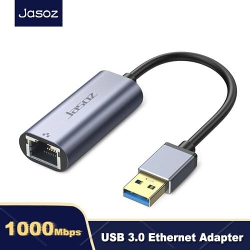 Jasoz USB3.0 Ethernet Adapter USB Network Card to USB RJ45 Lan 1000Mbps Gigabit Connector For PC Windows7/8/10 Nintend Switch