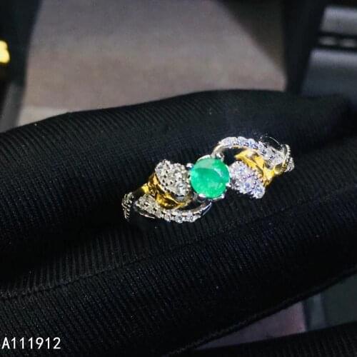 KJJEAXCMY fine jewelry natural Emerald 925 sterling silver new adjustable gemstone women ring support test luxury noble