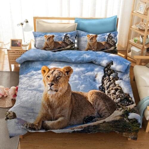 3D Animal Digital Printing Lion Bedding Sets Children Adult Bedclothes Quilt Duvet Cover Set Single Double King Queen Size