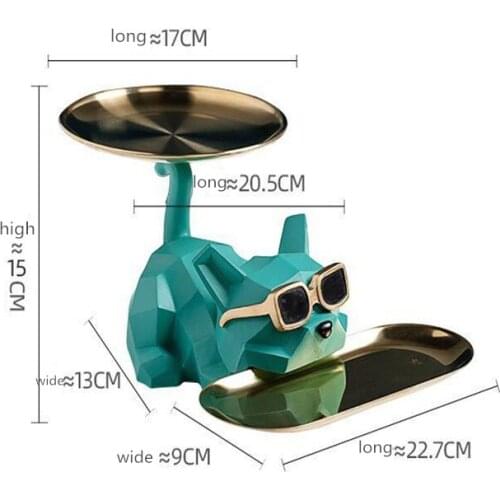 Creative fighting dog Porch Key storage ornaments a living room tea table Light luxury home decoration New home giftStorage tray