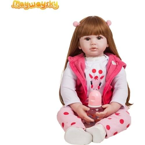 Maywaysky 24" Fashion Long Hair Toddler Girl Doll Lifelike Reborn Baby Toy For Children