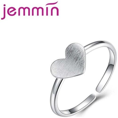 Minimalist Love Heart Finger Ring for Women Pure 925 Sterling Silver Free Size Ring Fashion Fine Jewelry Bijoux