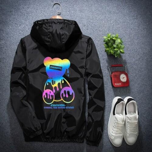 "Jacket Men 2020 Autumn Windbreaker New Fashion Large Size Windbreaker Printing Reflective Zipper Jacket Clothing S-7XL"