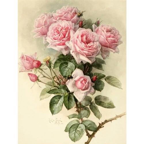 Romantic Pink Rose flower painting Art Needlework 14CT Canvas Unprinted Handmade Embroidery Cross Stitch Kit DIY Home Decor