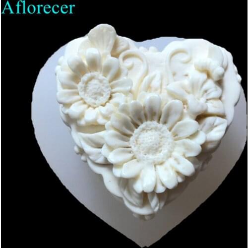New Love shape Sunflower Silicone Mould DIY Soap Mold Flower Soap Mold Love Soap Mold Candle Mold Handmade Soap Gift