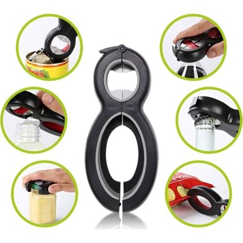 New Bottle Opener Stainless Steel 6 in 1 Multi Function Twist Bottle Opener Wine Beer Lid Opener
