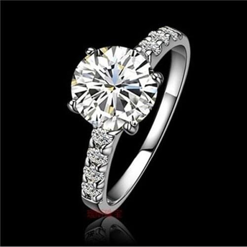 Solid 14K White Gold AU585 Ring 1CT Rond Brilliant Moissanite Engagement Ring Statement Anniversary Gift For Lady Perfect Ring