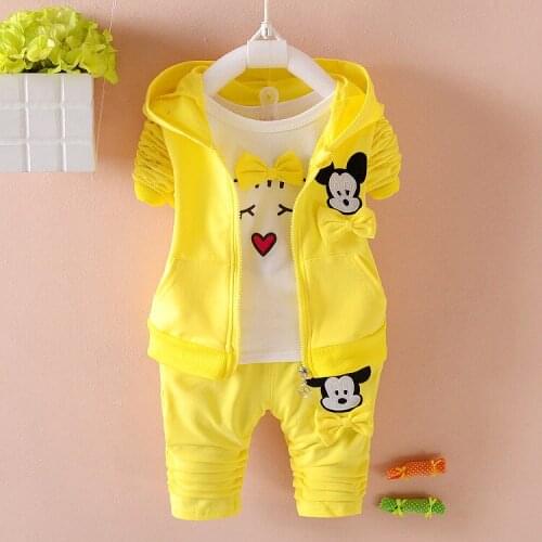 Coat+T-Shirt+Pants 3pcs Spring and Summer Casual Hooded Children Clothes Set For 0-4 Years Old Baby Girl Clothing