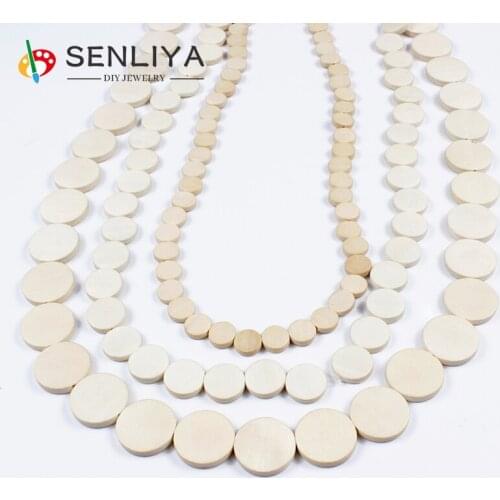 DIY Earrings Bracelet Jewelry Decorative Pendant 10/15/20mm Nature Wood Chip Charms Unfinished Geometric Round Wooden Beads