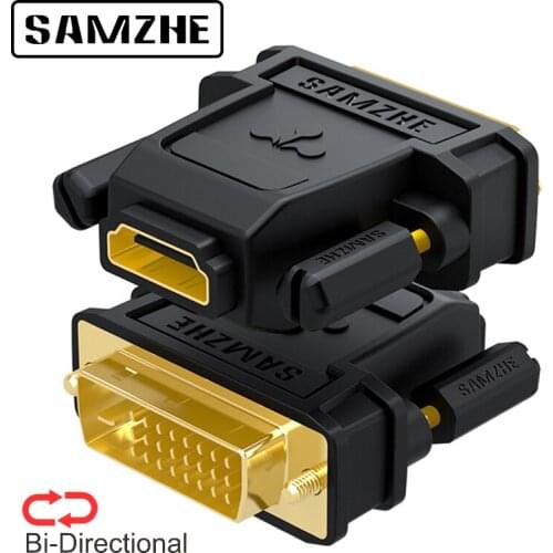 SAMZHE DVI 24+1 to HDMI Adapter HDMI Male to DVI Female Converter 1080P Support for Computer to Display Screen 1Pcs