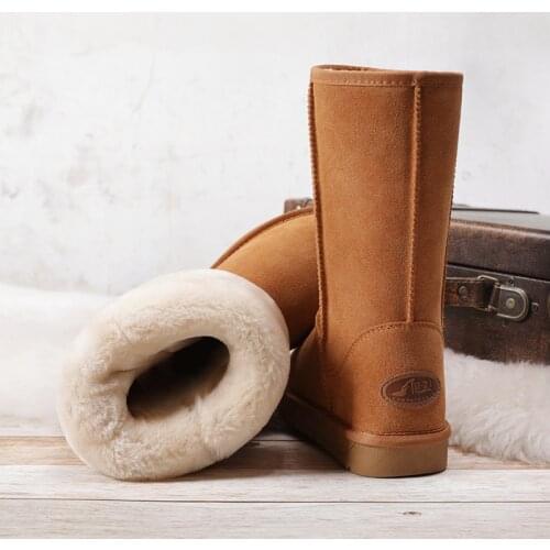 ZUZI Brand Australian Style Womens Snow Boots Waterproof Genuine Cow Leather Warm Women Winter Boot Knee-High Boots Women Shoes