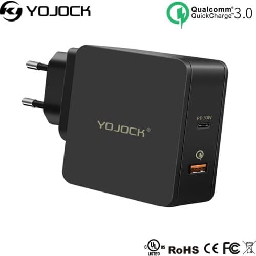 YOJOCK 48W USB Type-C PD Wall Charger USB C Charger with Power Delivery for iPhone X / 8 / 8 Plus MacBook Smart Port for Xiaomi