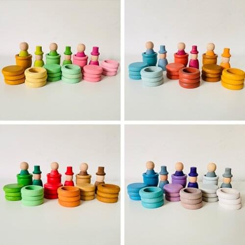 Season Figure Set Spring Summer Autumn Winter Kids Rainbow Peg Dolls Pretend Play Color Sorting Baby Montessori Educational Toys