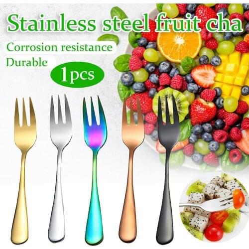 Steel Small Fork Western Food Daily Refreshment Fork Fruit Western-style Tableware Fork Color Mirror Three-tooth M4R4