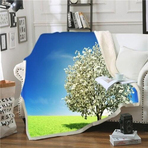 Warm Sherpa Fleece Blanket Currency Print Throw Blanket on Sofa Bed Vivid Money Kids Bedding for Travel Large Custom Blanket