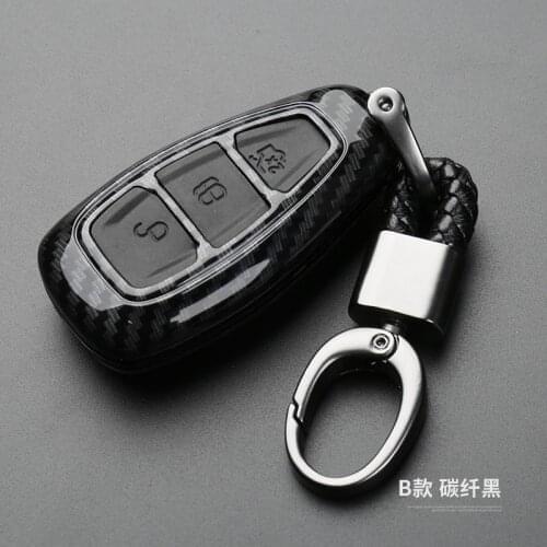 Carbon Fiber Car Styling Remote Key Fob Case Cover Keychain for Ford Fiesta Focus 3 4 MK3 MK4 Mondeo Ecosport Kuga Focus key bag