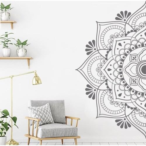 Half Mandala Wall Decal Headboard Door Window Vinyl Stickers Master Bedroom Yoga Studio Home Decor Boho Style Ornament Art MT13