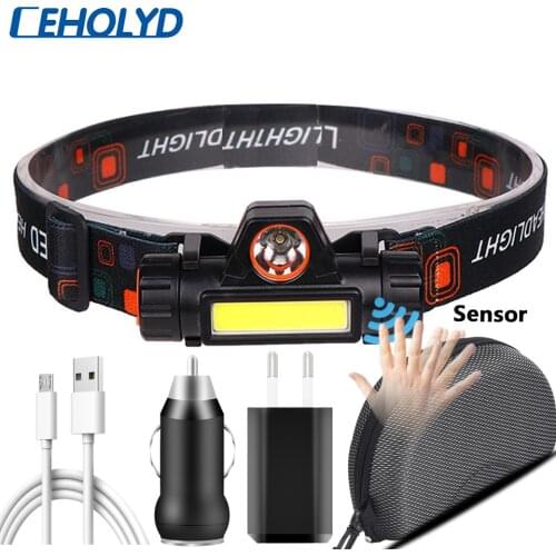 Built-in USB 18650 Rechargeable Battery LED Headlamp XP-G Q5 COB Work light 2 Mode With Magnet Waterproof Headlight Head Lamp