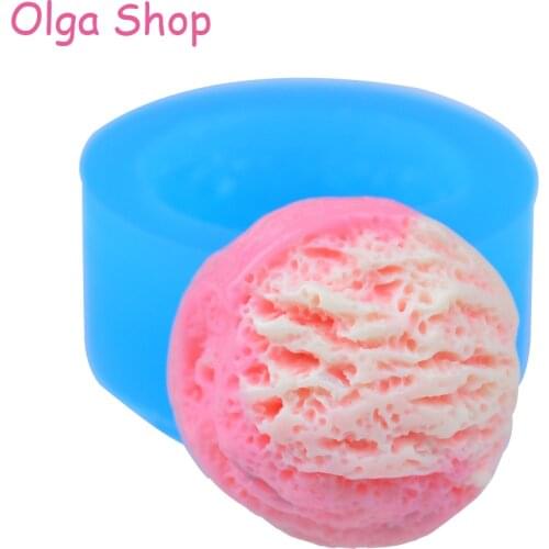 XYL131 22.2mm Ice Cream Scoop Silicone Mold - Cupcake Topper Sugarcraft Candy Fondant Resin Jewelry Cabochon Pendant Molds