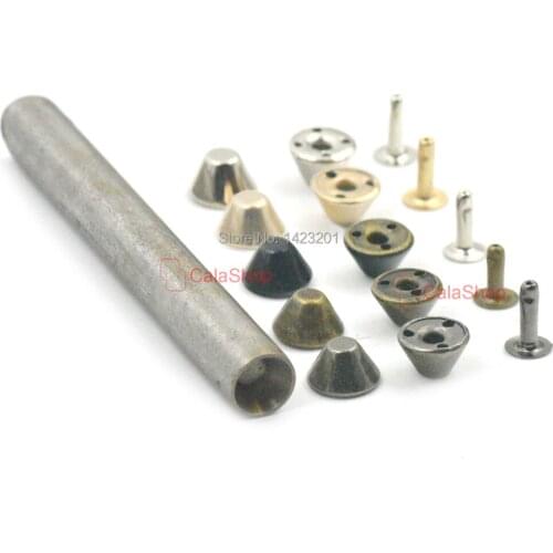 20 Pcs / Lot 8mm 10mm 12mm Bucket Rivet Spike Stud Rapid Rivets + 1 Pcs Tool For Biker Rapid Punk Bag Leather Craft DIY