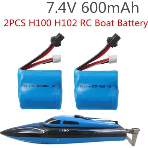 2PCS Limskey Li-ion 18350 600mAh 7.4v Lipo Li-ion battery for H100 H102 high speed RC boat Battery With SM Plug