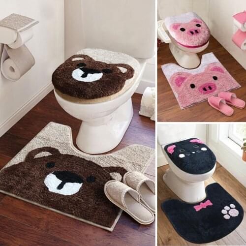3pcs/set Super Soft Thicken Toilet Sets Bathroom Toilet Seat Cover Cartoon Warm Closestool Toilet Cushion Lid Cover Bath Mat Set