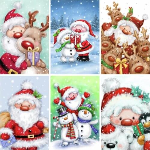 Huacan 5D Diamond Embroidery Mosaic Cross Stitch Christmas Full Square Diamond Painting Santa Claus DIY Home Decoration