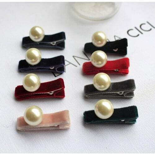 40pcs Velvet Hair Clips PEARL Mini Velvet Hair Clip Non Slip Infant Barrette Vintage Girls Fleece Toddler Grip Headwear