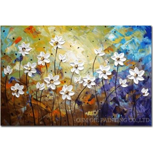 Free Shipping Handmade Thick Textured Oil Painting on Canvas Modern Abstract Flower Oil Painting for Kitchen and Living Room