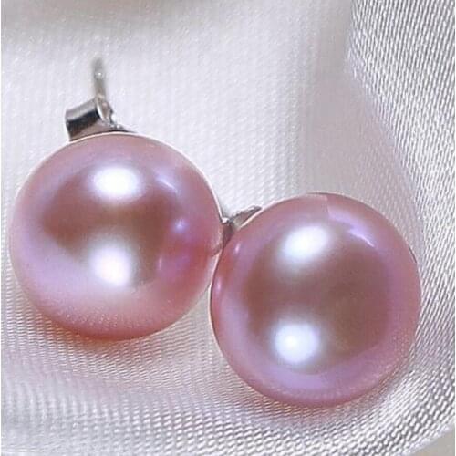 Free Shipping 11-12mm genuine south sea pink bottom pearl earring