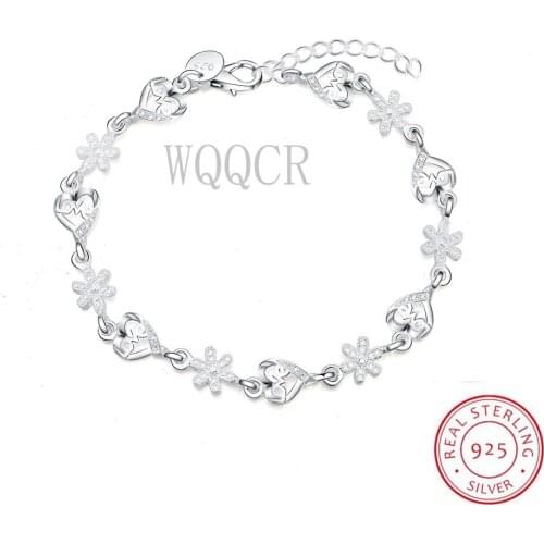 The Latest Fashion 925 Silver Jewelry Lucky Heart-Shaped LOVE Bracelet Fashion Halo All-Match Jewelry