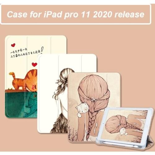 Case for iPad Pro 11 2020 with Pencil Holder Cute Leather Trifold Cover Case for iPad pro 2020 11 Inch
