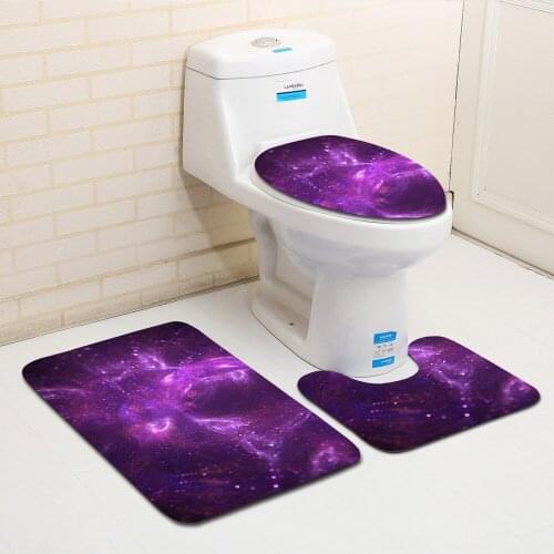 Merry Christmas Toilet Seat Cover Water Absorption 3Pcs Set Carpets Decoration Home Bathroom Anti-Slip Floor Mats Printing Rug