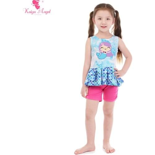 Kaiya Angel Baby Girl Boutique Summer Clothes Purple Haired Blue Tail Mermaid Deep Blue-green Scales Rompers Factory Wholesale