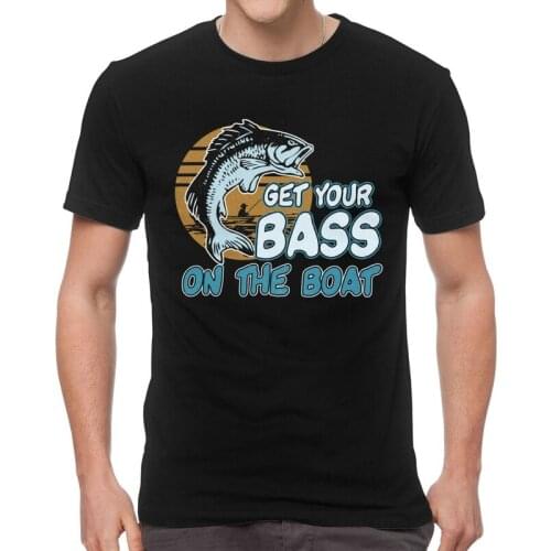 Male Awesome Bass Fishing T-Shirt Streetwear Fish Lover Shirt Tshirt Short Sleeve Unique T Shirt Homme Cotton Tee Gift