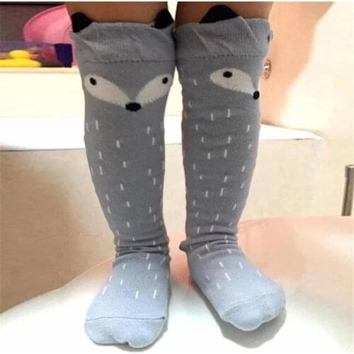Cotton Baby Socks Animal fox Printed Knee High Kids Boy Girl Socks Cartoon Cat legs Warm 0 to 6 y infant Warm Long Sock