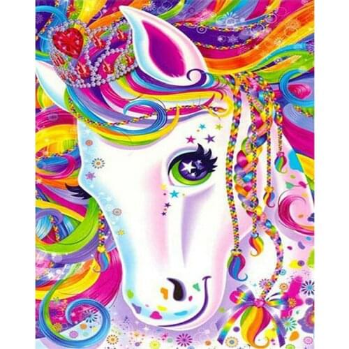 Full Square / Round Drill 5D DIY Diamond Painting "White horse" 3D Embroidery Cross Stitch Mosaic Rhinestone Home Decor Gift