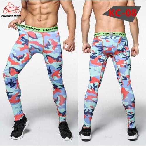 Moto camouflage compression pants mens sportswear jogging pants mens sports leggings training pants gym mens running trousers