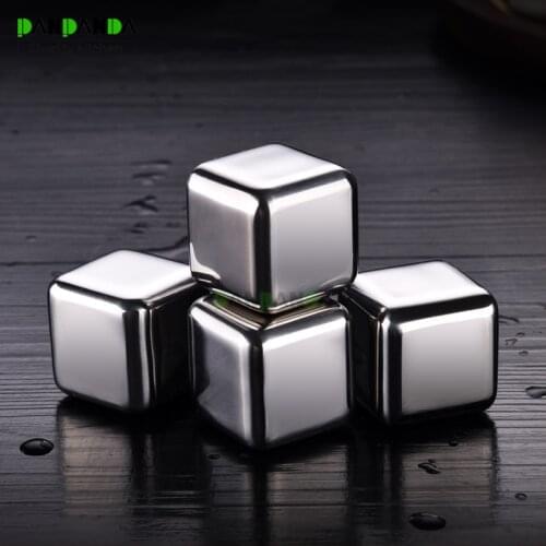 PANPANDA 304 Stainless steel ice cubes frozen ice bar whiskey wine tartar cold beer 1/4/6/8 pcs with clip