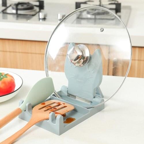 Kitchen Organizer Pan Cover Lid Rack Pot Lids Holder Multifunction Foldable ABS Spoon Rest Tray Pan Pot Drying Rack for Kitchen