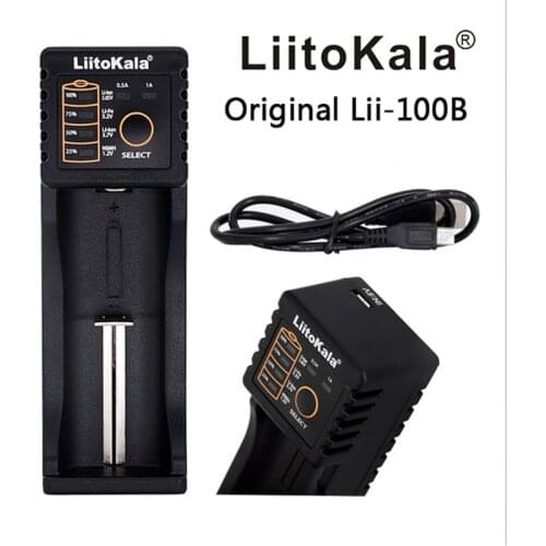 Lii-100B Battery Charger,1 bay LCD Screen 18650 16340 charger for AAAAA NiMH Battery reCharger 4.35V/3.2V/3.7V/1.2V